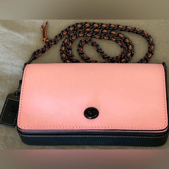 COACH 1941 Dinky Color Block Ombré Pink & Black Convertible Strap Crossbody Bag - Picture 6 of 15